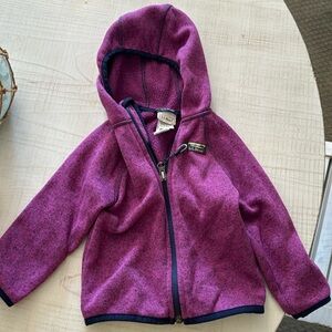L.L. Bean Purple Hooded Kids Jacket with Navy Trim